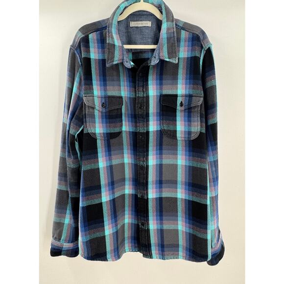 Outerknown Mens Black Plaid Blanket Shirt XXL Heavyweight button down 2XL - Picture 3 of 9